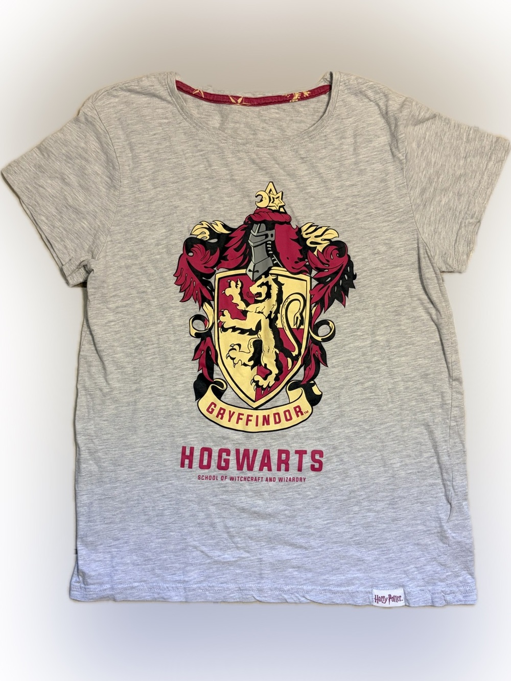 Harry Potter Gryffindor Crest Tee in Light Gray with Red and Gold Accents
